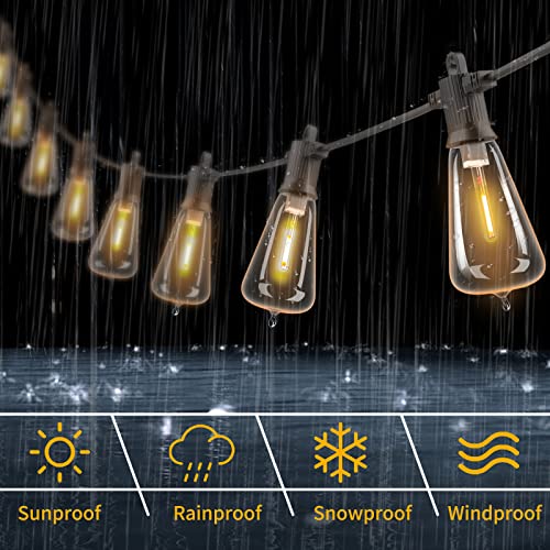 Zotoyi Outdoor String Light 200Ft Ip65 Waterproof Patio Lights With 100+4 Plastic Shatterproof Led Bulbs Commercial Grade Vintage String Lights Decorative For Backyard Porch Gazebo Party, 2-Pack 100Ft #TOP3