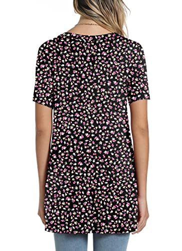POPYOUNG Women's Summer Long Tunic Top To Wear With Leggings Short Sleeve Shirt Loose Fit Dressy3