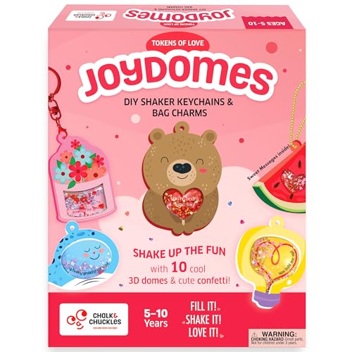Image of Chalk and Chuckles Joydomes Tokens of Love - DIY Shaker Keychains & Bag Charms with Hidden Surprise Messages, Confetti Art & Craft Kit, Birthday Gift for Girls & Boys Ages 5, 6, 7, 8, 9, 10