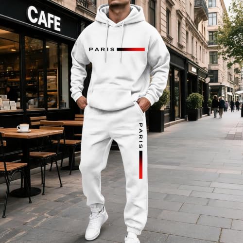 Men Tracksuit Hooded Sweatshirt Jogger Sweatpants Jogger Two Piece Set - image 2