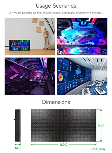 Image of Waveshare RGB Full-Color LED Matrix Panel, 2.5Mm Pitch, VIA 64A-32 Pixels, Adjustable Brightness, Compatible With Raspberry Pi /Raspberry Pi Pico