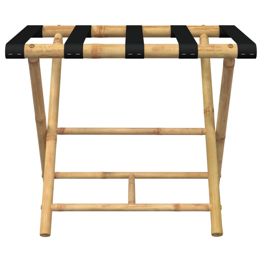 Składana półka na bagaż z bambusa 62 x 42 x 50,5 cm z dwoma półkami na walizki, torby podróżne, porządek w korytarzu, sypialni, pokoju gościnnym lub hotelu
