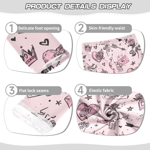 Boccsty Pink Hearts Roses Envelopes Girls Leggings Kids Yoga Pants Dance Active Tights 4T3