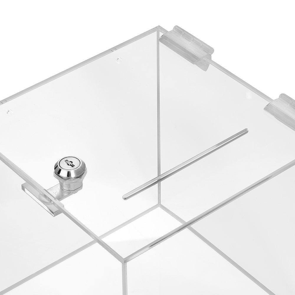 Zeigis® - Scatola per lotteria, in vetro acrilico, da 200 x 200 x 200 mm, con serratura, per donazioni, raccolta fondi o estrazione dei vincitori, in Plexiglas® trasparente, chiudibile a chiave