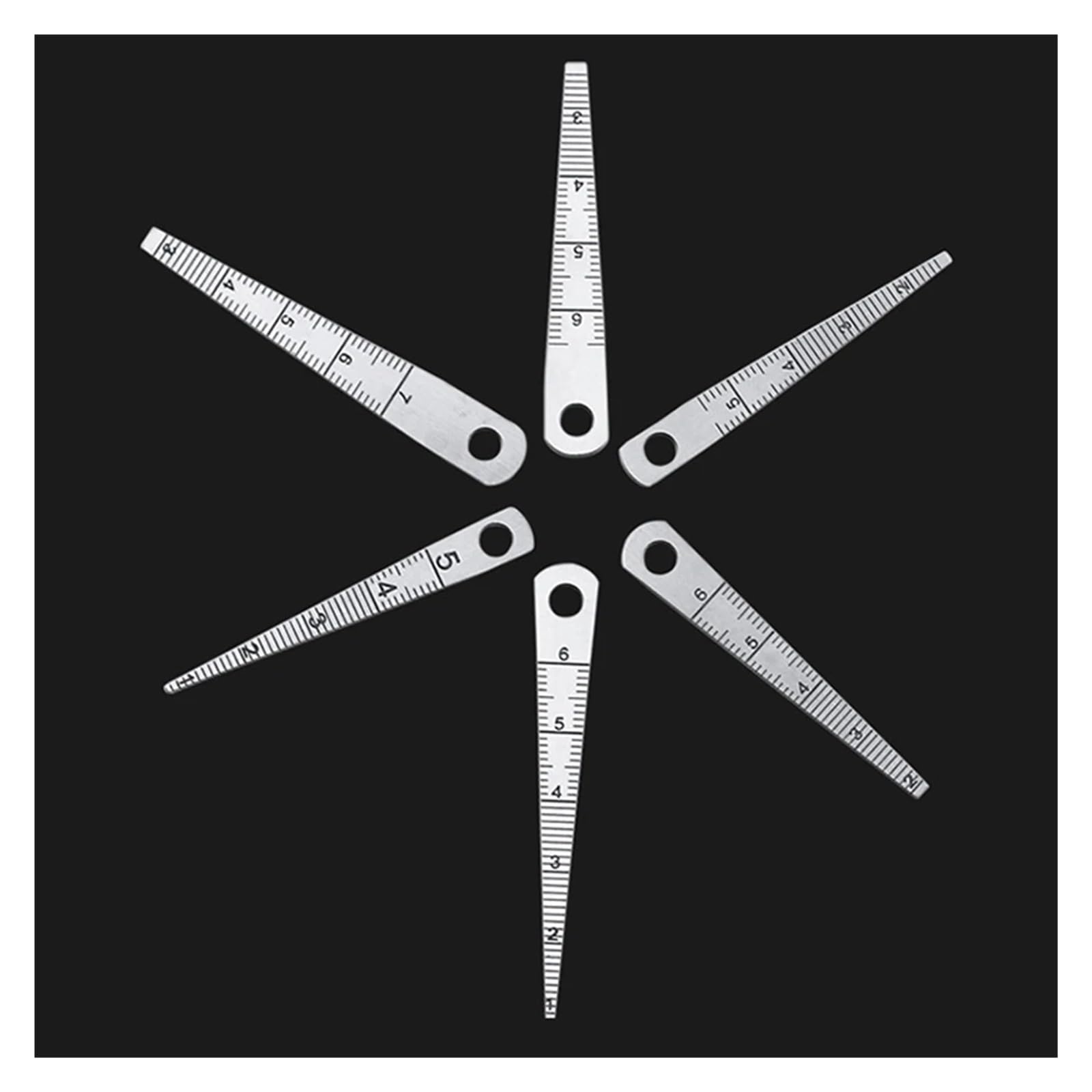 EDEDE Lame Spessimetro, 6 Pezzi/Set Calibro Conico in Acciaio Inossidabile 0mm-7mm di Apertura Calibro a Cuneo di Apertura Ispezione Fori Righello di misurazione(Model 9)
