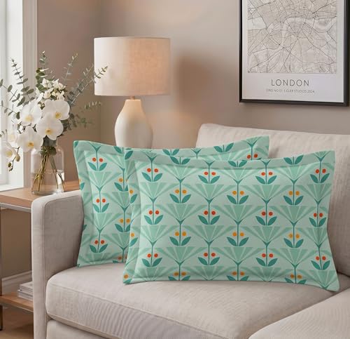 Image of VAS COLLECTIONS Cotton Pillow Cover Set of 2 (17x27 Inches) | Ultra Soft Breathable Pillow Cases for Bed | Skin Friendly, Fade Resistant & Comfortable Pillow Covers for Bedroom Decor (Leaf Green)