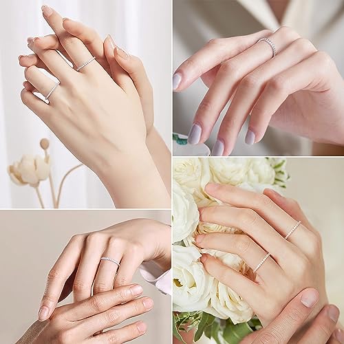 Turandoss Rings for Women - Moissanite Wedding Bands, 0.3ct D Color VVS1 Clarity Sterling Silver Rings Half Eternity Stackable Engagement Ring Anniversary Band Moissanite Rings for Women3