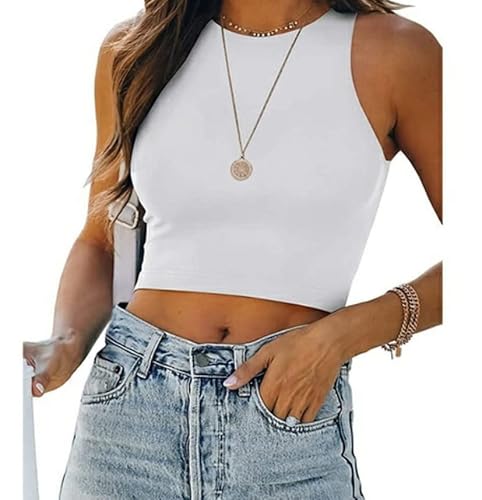 Cropped Regata Costura Embutida Vinha Fashion Em Suplex (Branco, P)