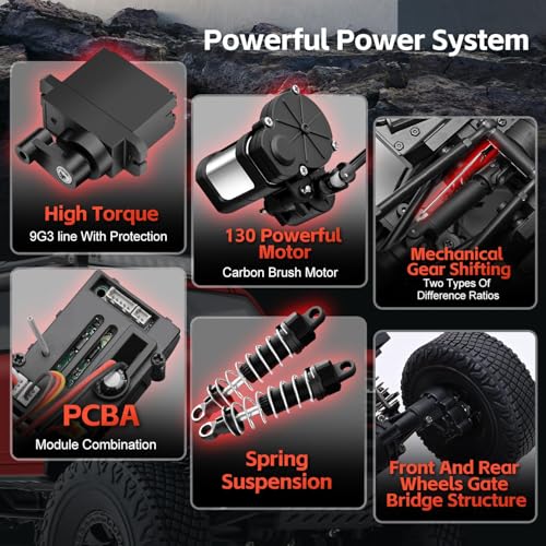 Image of RC Off Road Car 1:16 Scale All Terrain Remote Control Car, 4X4 High Speed 15 Km /h RC Truck 1 Rechargeable Batteries Waterproof Monster RC Crawlers with LED Light for Kids Boys and Adults