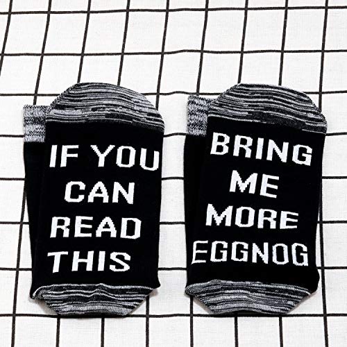 JXGZSO 2 Pairs Eggnog Lover Socks Eggnog Gift If You Can Read This Bring Me More Eggnog Socks3