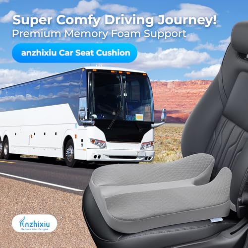 Image of anzhixiu Elevated Car Seat Cushion for Improved View- Reduces Lower Back Pressure- Gray