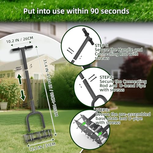 Herramienta manual con 11 púas para airear césped miniatura 3