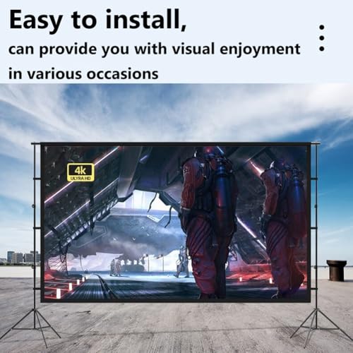 Pantalla de proyector portátil de 84 pulgadas, para exteriores, con soporte, relación 16:9, HD 4K, libre de arrugas, con bolsa de transporte, para cine en casa y fiesta en el patio miniatura 3