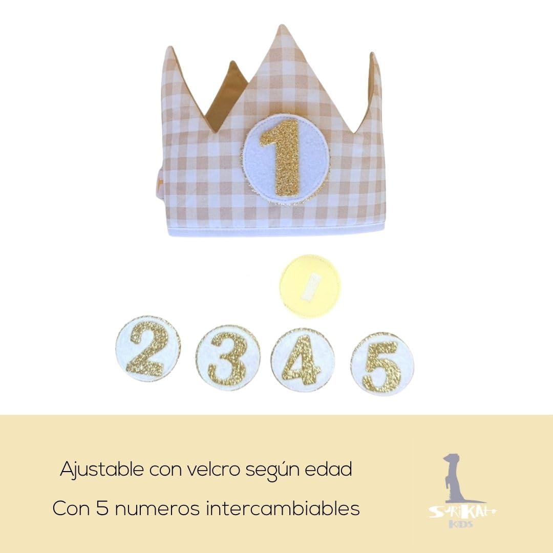 Genérico - Conjunto Cumpleaños 1 año Personalizado - Camiseta con nombre Bebé - Regalo primer cumpleaños - Smash Cake - Corona cumpleaños