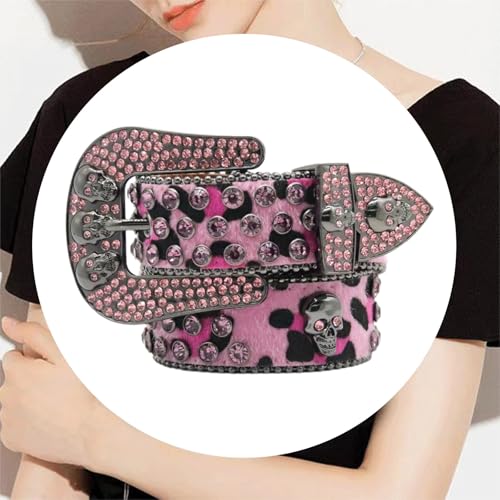 Rhinestones Studded Belt Aesthetic Skull Belt Fashion Pants Girl Waistband Western PU Waiststrap For Shorts Punk4