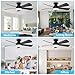 Depuley Modern Ceiling Fan with Light: 42-Inch Black Small Fans for Bedroom Indoor Outdoor - Dimmable Low Profile Ceiling Fans with Remote Control Flush Mount 5 Reversible Black Blades 6 Speeds Timer