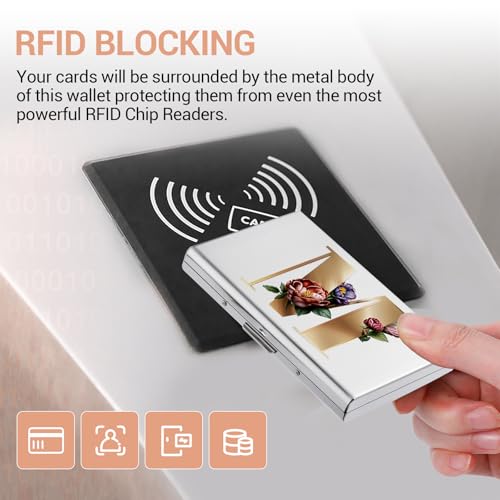 BONSYL® Metal Card Holder Wallet | Minimalist RFID Blocking Wallet for Men & Women | Card Holder with Money Clip/Cash Strap | Easy Access Money & Cards4