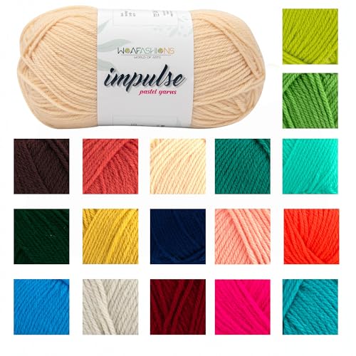 Image of WOAFashions Impulse Hand Knitting & Crochet Yarn, Premium Acrylic, 4 : Medium (Wheat) (3x100gms / 3.5oz / 200mtr / 218yds)