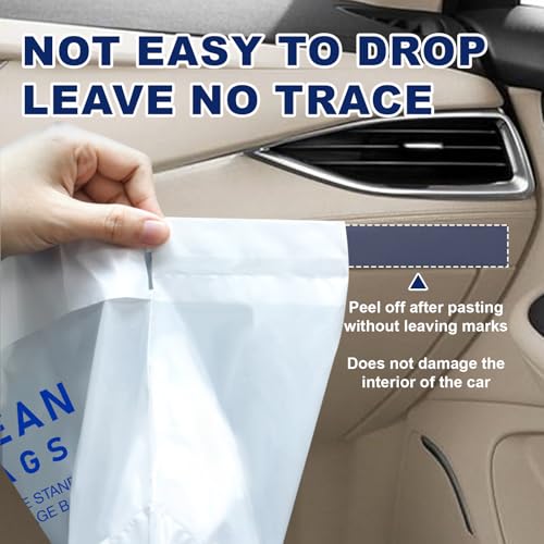 Image of 60 Pack Leakproof Disposable Car Garbage Bags, Stand Stick Dual-Use Car Trash Bags Disposable, Self-adhesive Large Capacity Garbage Bag for Car,Travel,Kitchen (60)