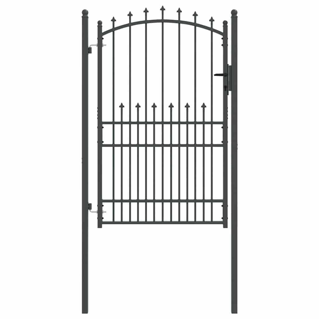 Cancello Recinzione con Punte in Acciaio Grigio 104x207 cm