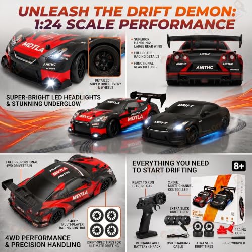 Image of The Little Ones 4x4 Rc Drifting Car - Rc Drift Cars High Speed Remote Control Drift Car 2.4GHz Remote Control Drift Stunt Off Road Cars 360 Rotation Toys for Kids & Adults Boys & Girls [Blaze X Pro]