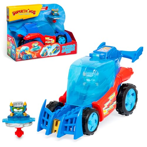 SUPERTHINGS KAZOOM Power – Turbo Spinner Héroe. Vehículo con Lanzador de peonza. Incluye 1 Turbo Spinner y 1 Kazoom Exclusivo.