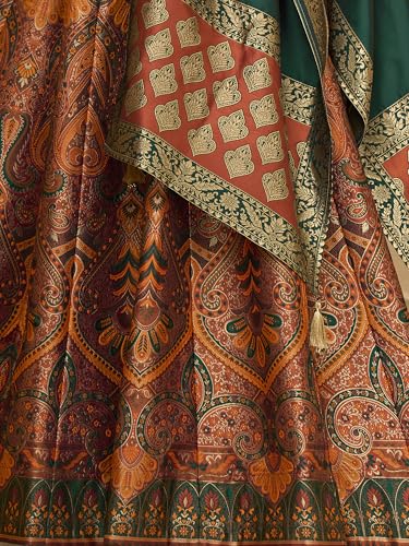 Image of PURVAJA Women's Kanjiwaram Semi-Stitched Lehenga choli