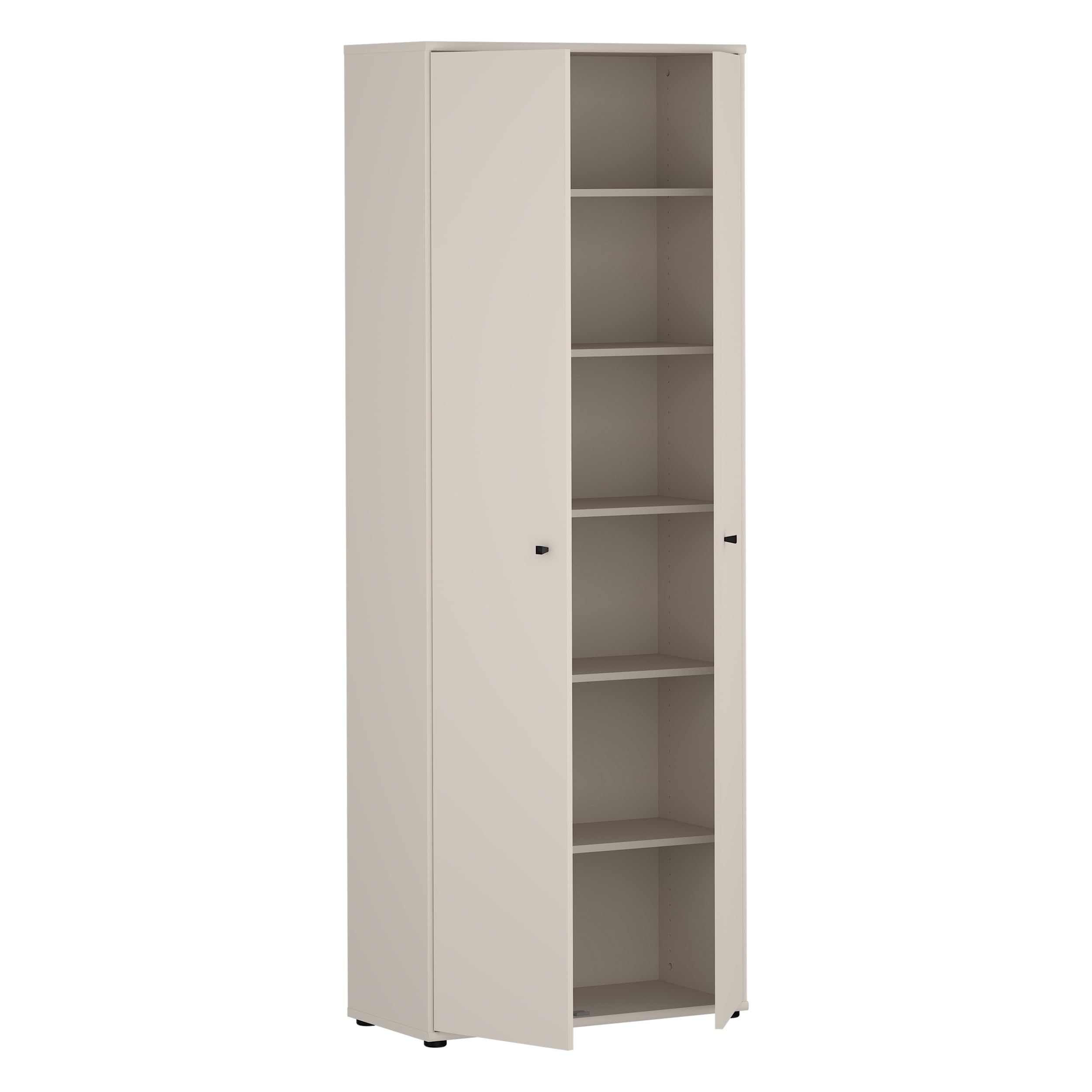 Forte TEMPRA 2 Schrank 70 80, moderner Mehrzweckschrank 2-türig, Schlafzimmer, Wohnzimmer, Holzwerkstoff, Büro, Kaschmir|Beige, 73,7 cm breit x 197,5 cm hoch x 34,8 cm tief
