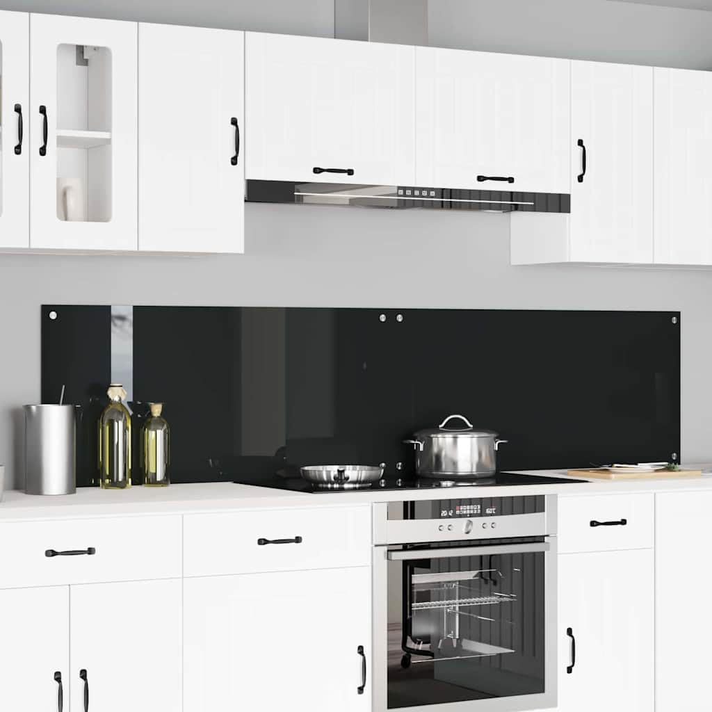 Generisch Küchenrückwand 2 pcs Schwarz 110 x 50 cm Gehärtetes Glas,Heim & Garten,Küche & Esszimmer,Küchenhelfer & -utensilien-3415495