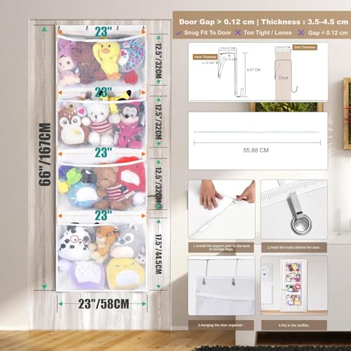 Hängeorganizer Kuscheltier Aufbewahrung über der Tür Hängend Organizer Spielzeug Aufbewahrung Hängeaufbewahrung Stofftiernetz oder Hängematte Organizer zum Aufhängen für Kinderzimmer Schlafzimmer