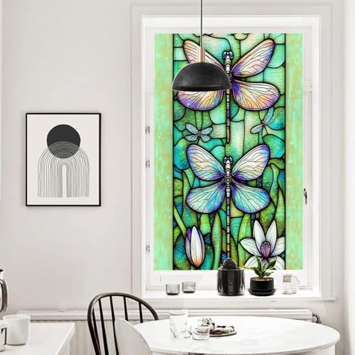 Vinilo para ventana de vidrio esmerilado con diseño de libélulas acuareladas 17.7x23.6 pulgadas miniatura 6