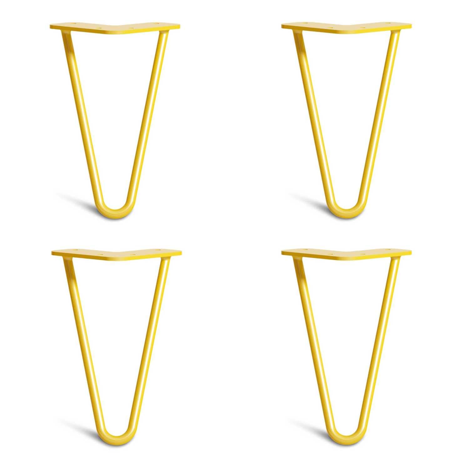 [HLC] 4 x Hairpin Table Legs – Superior Double Weld Steel Construction With Screws, Build Guide & Protector Feet Worth £8 Included! – 10mm Steel [8"/20cm,Yellow] — image 1