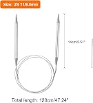 HARFINGTON Circular Knitting Needles 47.24" Stainless Steel US 11/8.0mm Knitting Needles 5.51" Short with Large Eye Sewing for Fast Knitting Sweater Sleeves