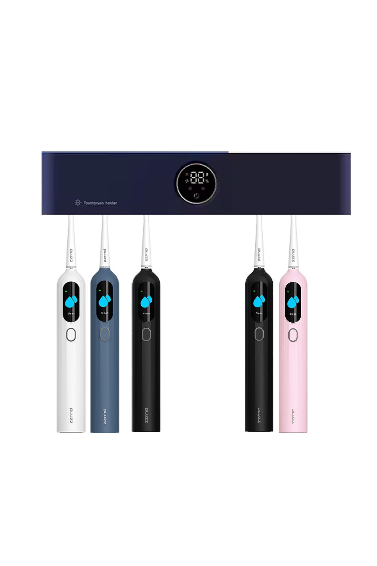 Pluzz Şarj Edilebilir Diş Fırçası Tutacağı Tam Otomatik Sensörlü Uv Sterilizatör (Led Teknolojisi) MAVİ