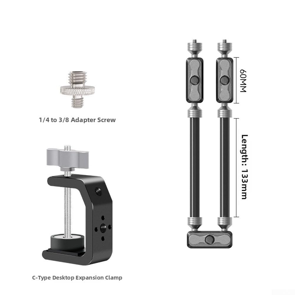 Supporto per telefono a collo di cigno: supporto flessibile lungo con morsetto per iPhone per Samsung - Supporto da tavolo regolabile girevole a 360 gradi nero (braccio a due sezioni)