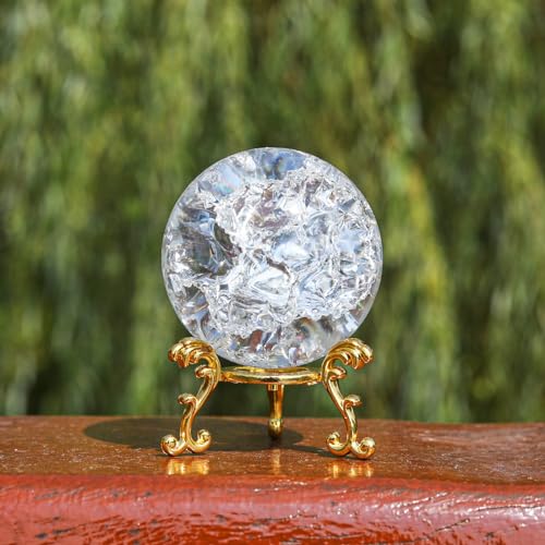 Boule de cristal craquelée transparente 50mm objet décoration maison - 8