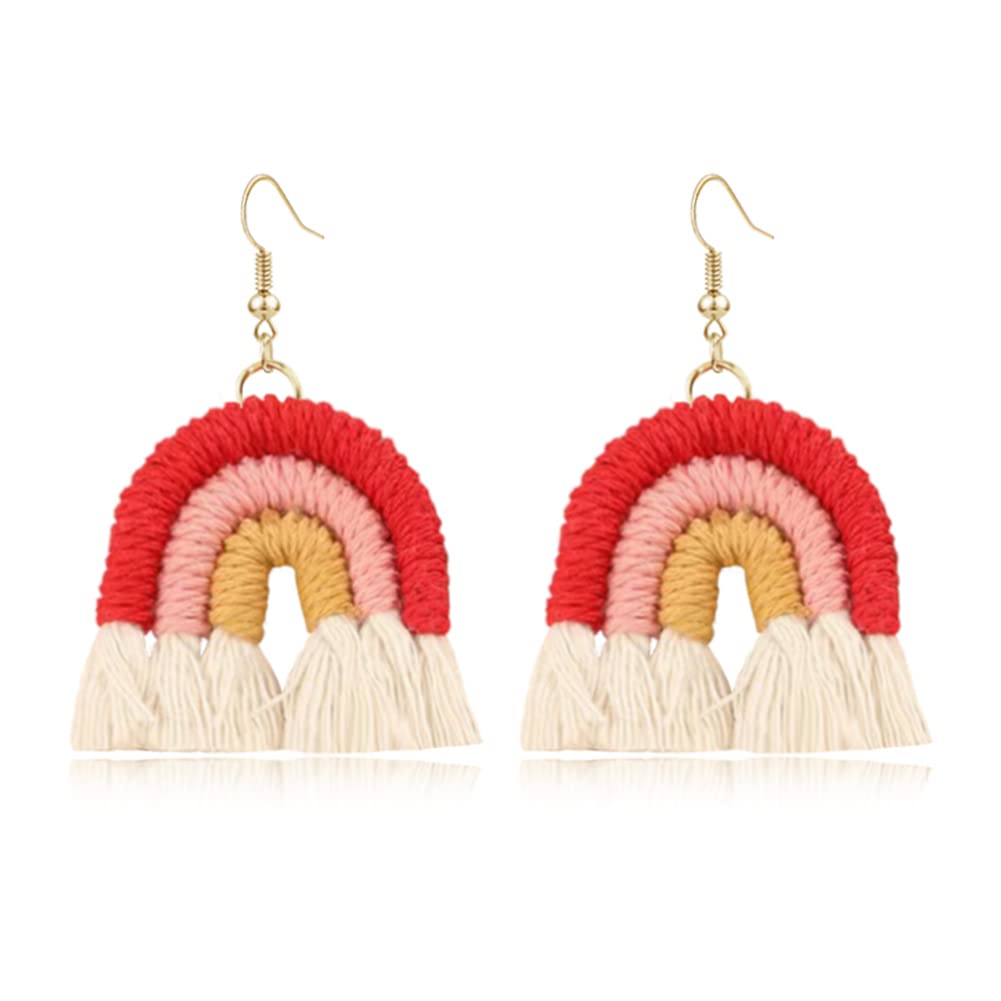 YasiIm Bohemian Rainbow Layered Tassel Earrings 3 Tier Fringe Statement Dangle Drop Earrings for Women Jewelry Fashion and Valentine Birthday Party