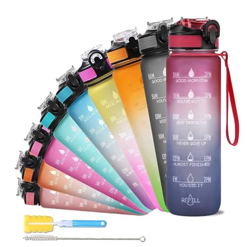 SOLARA Sipper Water Bottle 1 Litre, Leakproof, BPA-Free & Durable Tritan, Water Bottle for Adults, Gym, Kids, School, Gifts & Office, Motivational Time Marker, 1Ltr Sipper Bottle, Dark Intentions