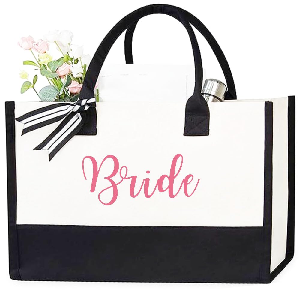 JPHCHSC Wedding Party Team Bride Canvas Tote Bag Wedding Shopping Bags Bridesmaid Gifts 60
