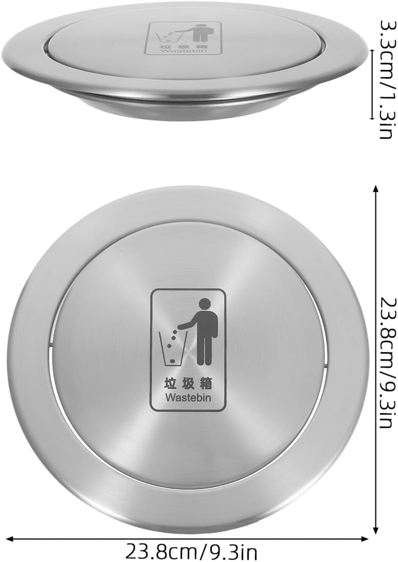 GALPADA Recessed Flip Garbage Can Lid Stainless Steel Countertop Trash Bin Cover Flap Lid for Kitchen and Bathroom Built-in Waste Bin Opening
