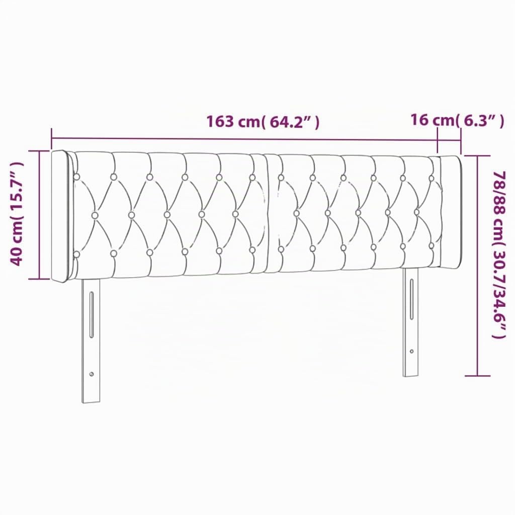vidaXL Testiera ad Orecchio Grigio Chiaro 163x16x78/88 cm in Velluto