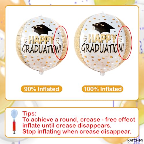 Image of Graduation Decorations 2026 | Graduation Balloons - Pack of 6 | Black and Gold Mylar Foil Balloons for Grad Decorations Class of 2026 | Graduation Party Supplies with Graduation Cap Balloon, KatchOn