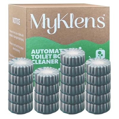 MyKlens Toilet Bowl Cleaner Tablets, Automatic Toilet Bowl Cleaners, Long-Lasting Toilet Tabs Drop in Tank for Deodorizing & Descaling, Green, 20 Packs
