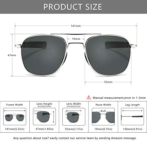 Image of SUNGAIT Men's Military Style Polarized Pilot Aviator Sunglasses - Bayonet Temples