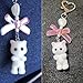Misovela Cute Fuzzy Cat Keychain Y2K Aesthetic Kawaii Pink White Cat Lovers Decor Gifts Heart Bow Pendent Bag Charm (White)