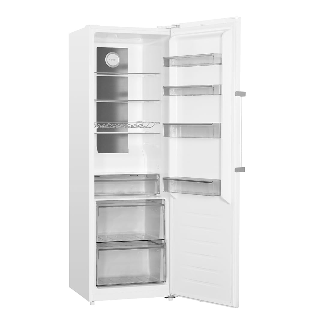 Aspes Refrigerador Blanco, 1 Puerta. AR185602ENFD, Capacidad 359 Litros, No Frost, Ventilación Universal, 40 dB, Puerta Reversible, Apertura con Tirador, Clasificación Energética E