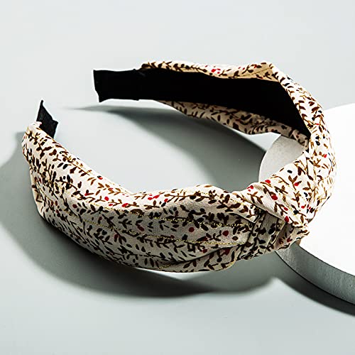 4Pcs Headbands For Women,Floral Pattern Knotted Wide Headbands Cross Knot Hair Bands Vintage Hairband Turban Hoops Twist Headbands Accessories,Style 1 #TOP5