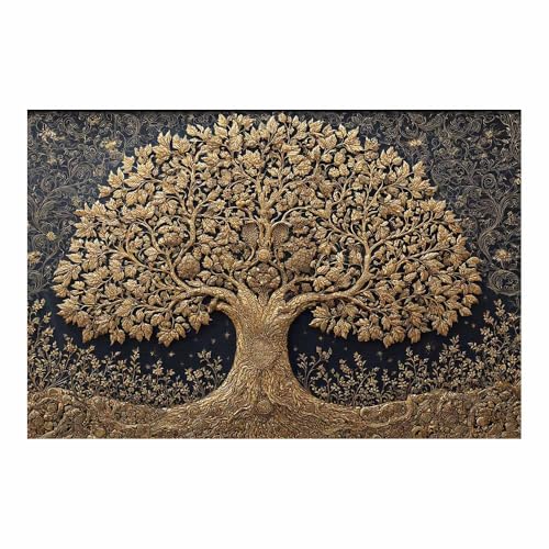 Peinture murale moderne Arbre de Vie toile marron sans cadre
