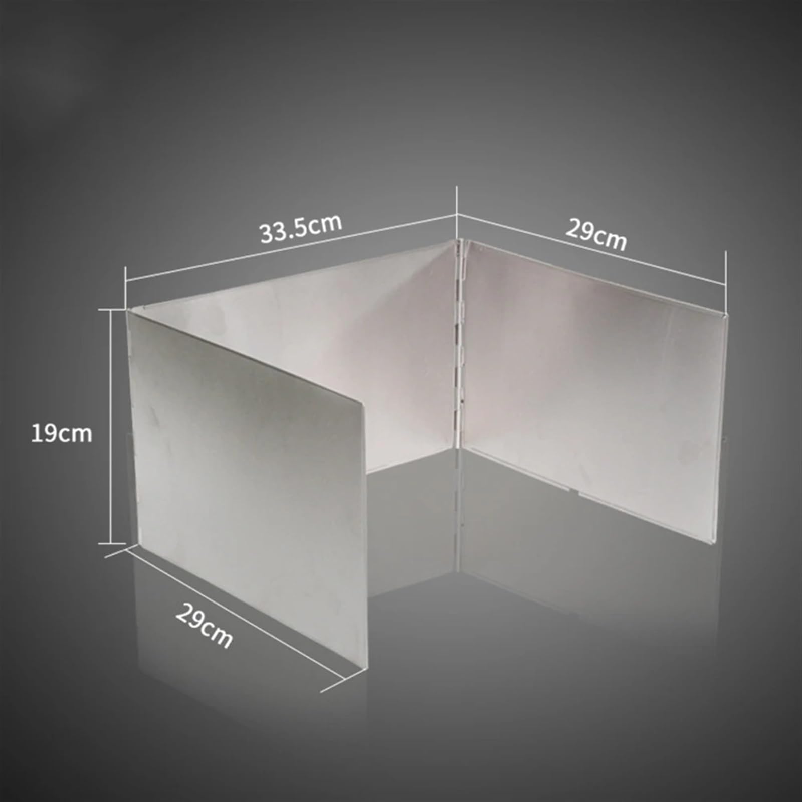 Parabrezza for fornello da campeggio in acciaio inossidabile | Argento, 92,5x19 cm / 33,5x19 cm, campeggio all'aperto, picnic, barbecue: 3 pannelli, custodia