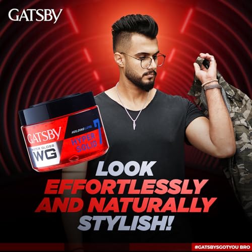 Image of Gatsby Japan Water Gloss - Hyper Solid 300g - Extreme Style with Ultimate Hold | Wet Look, Shine Effect, Non-Sticky, Easy Wash Off, Setting Power Level 7 | Hair Styling Gel for Men- Short & Very Short Hair | Pack of 2